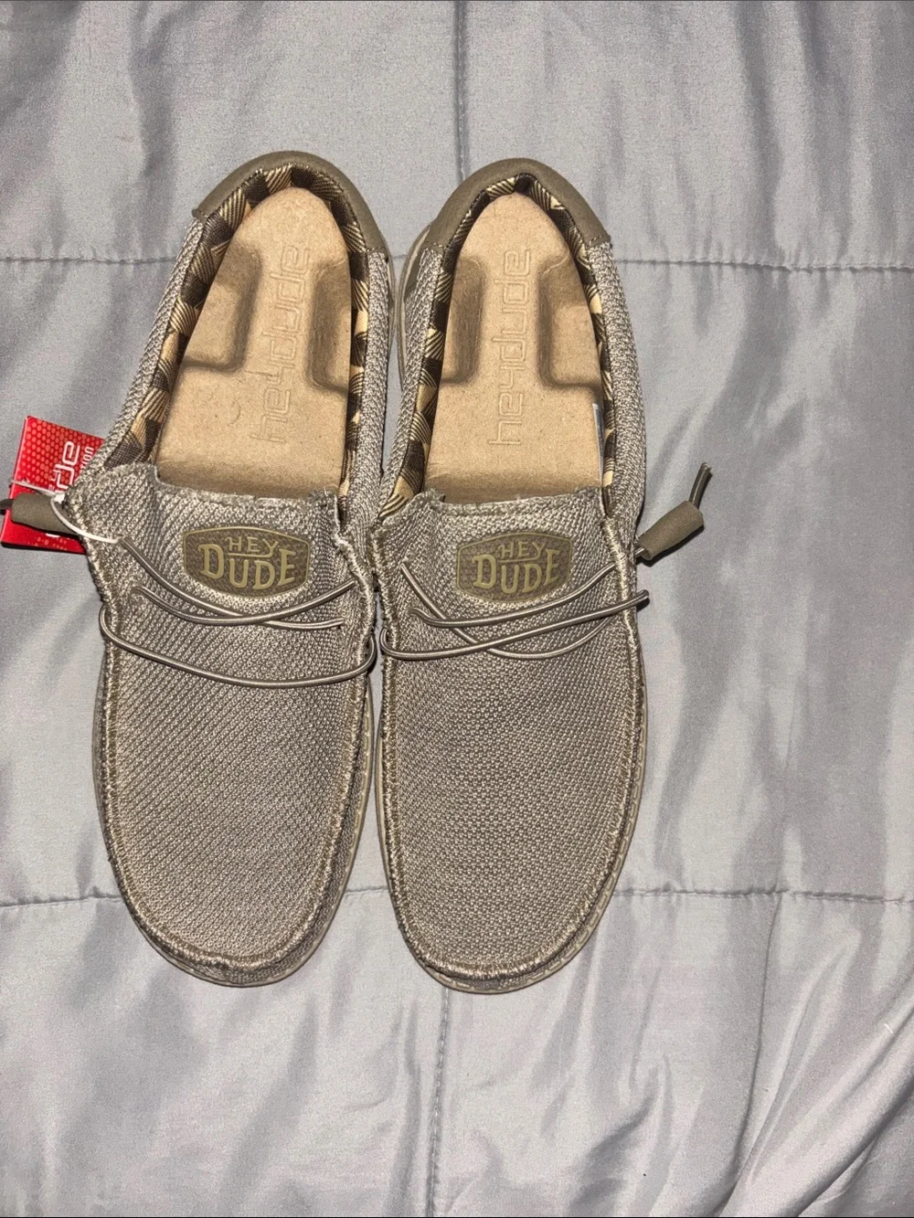 Hey Dude Beige Knit Slip-On Loafers